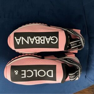 Dolce & Gabbana Pink and Black Slip-On Sneakers